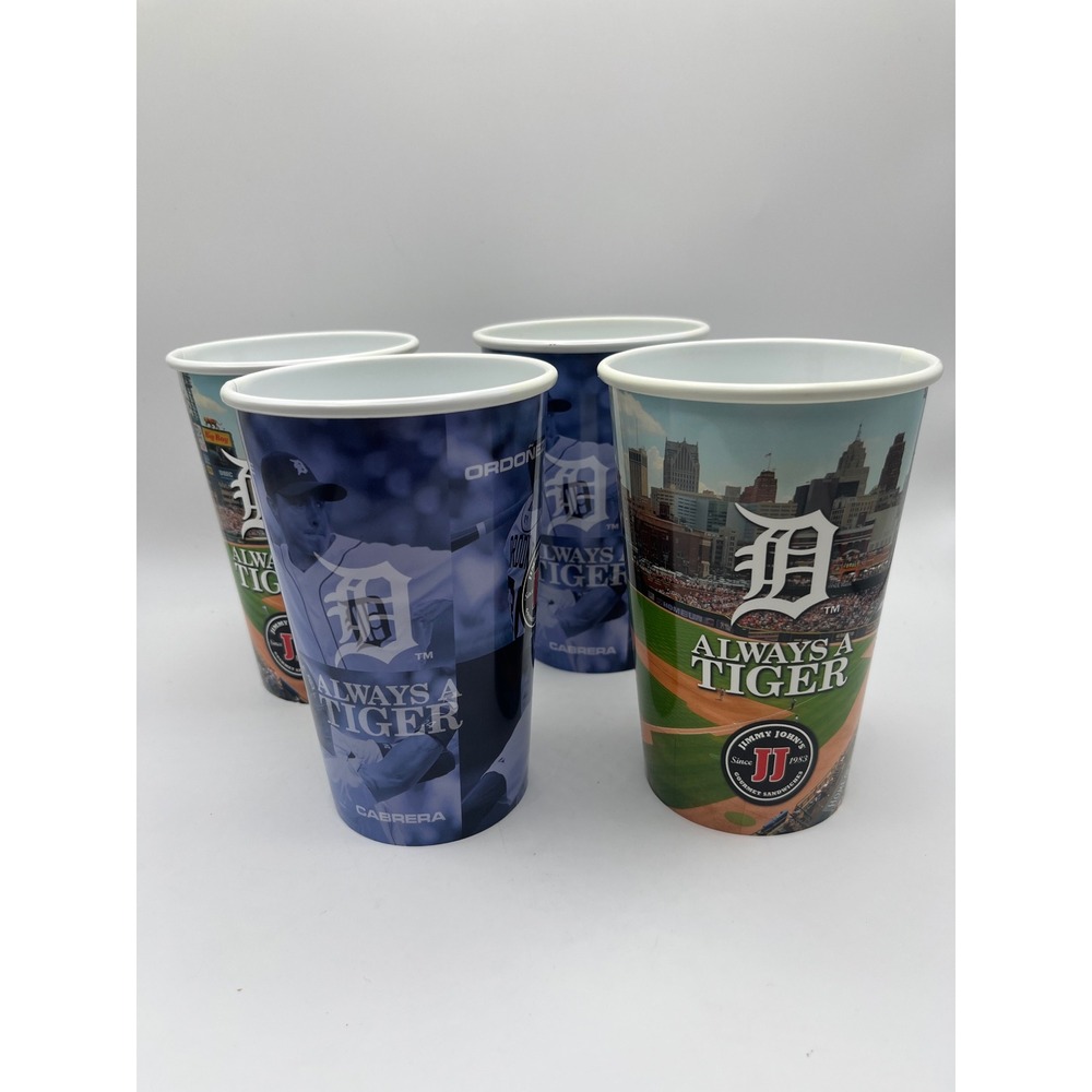 Detroit Tigers Jimmy Johns Souvenir Cups Set of 4 Cabrera Verlander Ordonez MLB